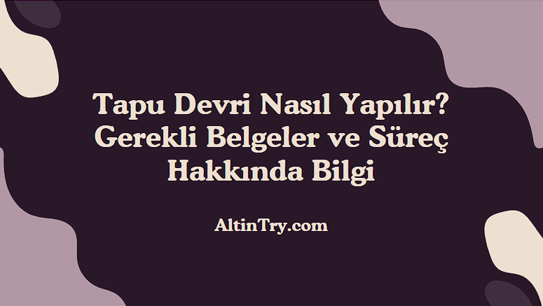 Tapu Devri Nasıl Yapılır? Gerekli Belgeler ve Süreç Hakkında Bilgi